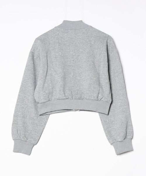 LYEON（リヨン）の「ジップアップスウェットブルゾン/ショート丈ブルゾン（ブルゾン・レディース・グレー/ブラック・FREE）」の4枚目の写真