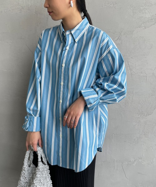 THE SHINZONE（ザ　シンゾーン）の「[THE SHINZONE/ザ シンゾーン] ストライプダディシャツ（シャツ/ブラウス・レディース・グリーン/ブルー・S）」の12枚目の写真