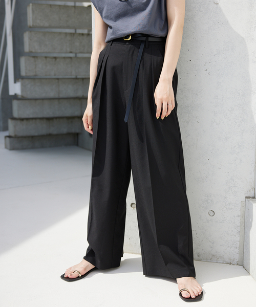 SLOBE IENA（スローブイエナ）の「TRリネン2タックパンツ（その他パンツ・レディース・ブラック/ベージュ・38/36）」の7枚目の写真