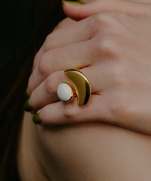 【金属アレルギー対応】Epiphyllum Color Ring/ストーンモチーフ付きボリュームリング