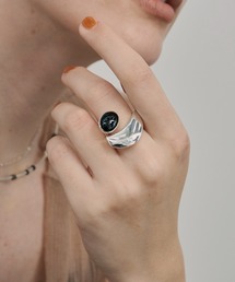 loni | 【金属アレルギー対応】Epiphyllum Color Ring/ストーンモチーフ付きボリュームリング(リング)