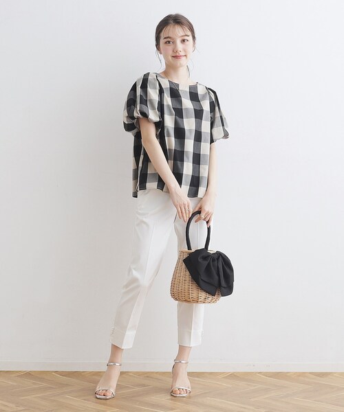 couture brooch(クチュールブローチ)の「◆【洗濯機OK】ブロックチェックブラウス(シャツ/ブラウス・レディース・ネイビー系1/ブラック系1・38/40/36/42)」の3枚目の写真