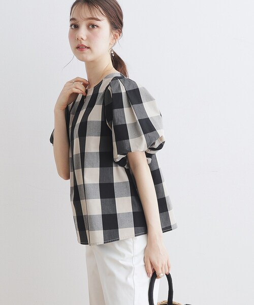 couture brooch(クチュールブローチ)の「◆【洗濯機OK】ブロックチェックブラウス(シャツ/ブラウス・レディース・ネイビー系1/ブラック系1・38/40/36/42)」の7枚目の写真