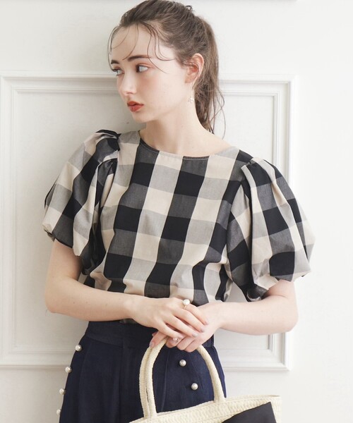 couture brooch(クチュールブローチ)の「◆【洗濯機OK】ブロックチェックブラウス(シャツ/ブラウス・レディース・ネイビー系1/ブラック系1・38/40/36/42)」の22枚目の写真