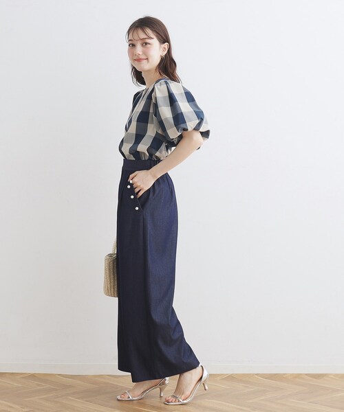 couture brooch(クチュールブローチ)の「◆【洗濯機OK】ブロックチェックブラウス(シャツ/ブラウス・レディース・ネイビー系1/ブラック系1・38/40/36/42)」の8枚目の写真