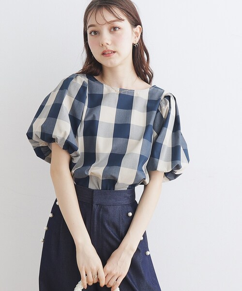 couture brooch(クチュールブローチ)の「◆【洗濯機OK】ブロックチェックブラウス(シャツ/ブラウス・レディース・ネイビー系1/ブラック系1・38/40/36/42)」の10枚目の写真