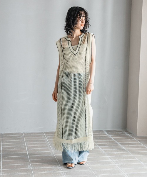 LEPSIM（レプシィム）の「【FOR I SERIES】7ゲージメッシュワンピース　121116（ワンピース・レディース・アイボリー/ブラウン・FREE）」の3枚目の写真