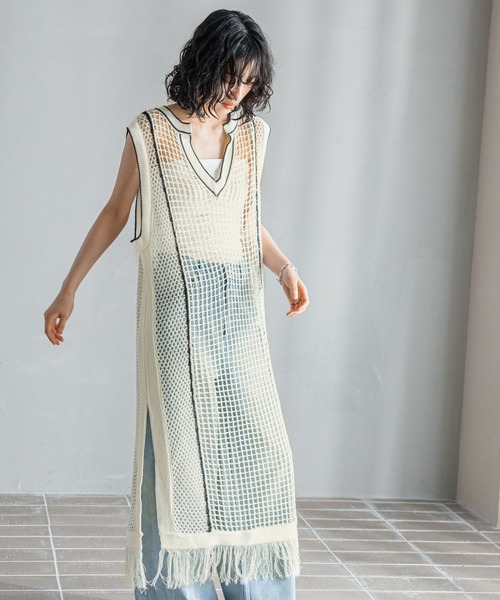 LEPSIM（レプシィム）の「【FOR I SERIES】7ゲージメッシュワンピース　121116（ワンピース・レディース・アイボリー/ブラウン・FREE）」の6枚目の写真