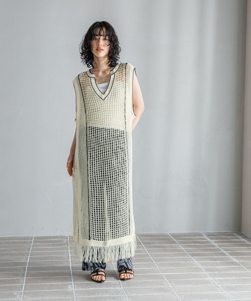 LEPSIM（レプシィム）の「【FOR I SERIES】7ゲージメッシュワンピース　121116（ワンピース・レディース・アイボリー/ブラウン・FREE）」の8枚目の写真