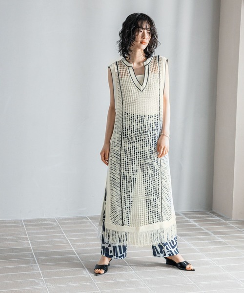 LEPSIM（レプシィム）の「【FOR I SERIES】7ゲージメッシュワンピース　121116（ワンピース・レディース・アイボリー/ブラウン・FREE）」の9枚目の写真