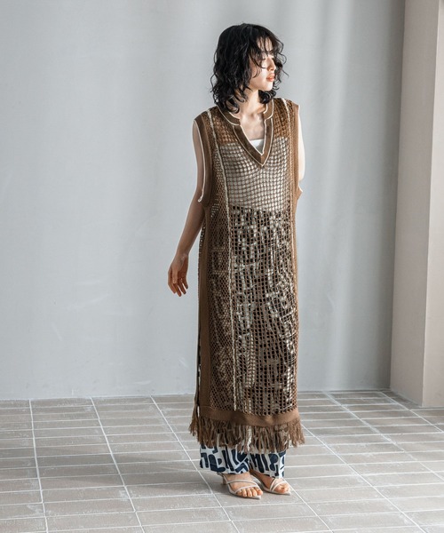 LEPSIM（レプシィム）の「【FOR I SERIES】7ゲージメッシュワンピース　121116（ワンピース・レディース・アイボリー/ブラウン・FREE）」の21枚目の写真