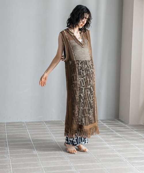 LEPSIM（レプシィム）の「【FOR I SERIES】7ゲージメッシュワンピース　121116（ワンピース・レディース・アイボリー/ブラウン・FREE）」の22枚目の写真