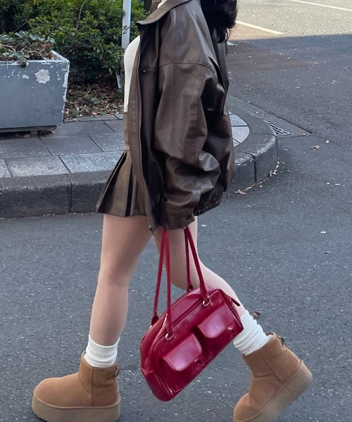 RiLi（リリ）の「ダブルポケットハンドバッグ【RL】（ハンドバッグ・レディース・ホワイト/ブラック/レッド・FREE）」の10枚目の写真