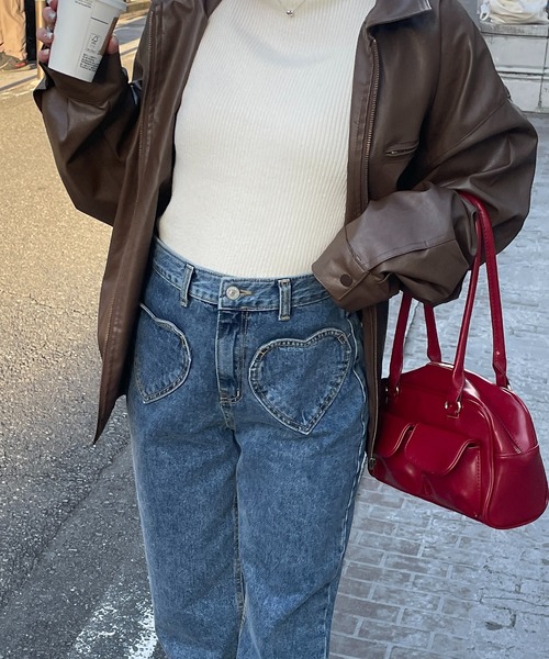 RiLi（リリ）の「ダブルポケットハンドバッグ【RL】（ハンドバッグ・レディース・ホワイト/ブラック/レッド・FREE）」の12枚目の写真