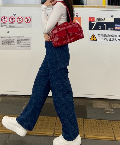 RiLi（リリ）の「ダブルポケットハンドバッグ【RL】（ハンドバッグ・レディース・ホワイト/ブラック/レッド・FREE）」の14枚目の写真