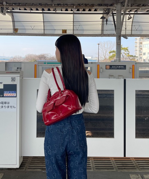 RiLi（リリ）の「ダブルポケットハンドバッグ【RL】（ハンドバッグ・レディース・ホワイト/ブラック/レッド・FREE）」の21枚目の写真