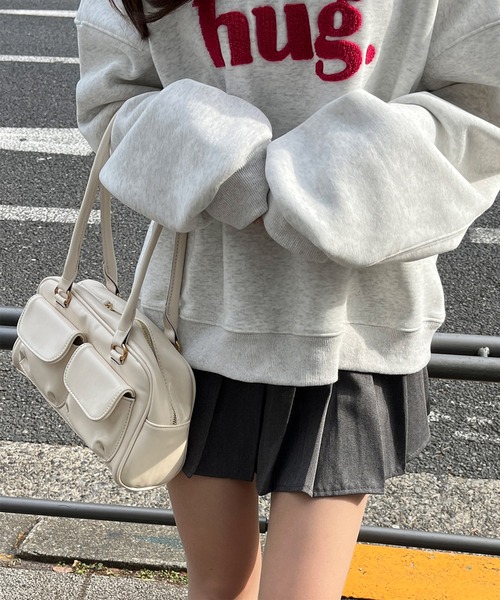 RiLi（リリ）の「ダブルポケットハンドバッグ【RL】（ハンドバッグ・レディース・ホワイト/ブラック/レッド・FREE）」の6枚目の写真