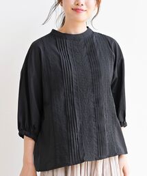 ピンタックレース7分袖ブラウス