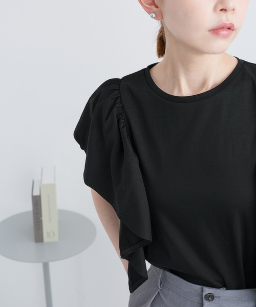 ROPE' PICNIC(ロペピクニック)の「70シルケットフリルトップス(Tシャツ/カットソー・レディース・ホワイト/レッド/ブラック/オフホワイト・38)」の8枚目の写真