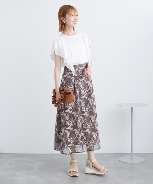 ROPE' PICNIC(ロペピクニック)の「70シルケットフリルトップス(Tシャツ/カットソー・レディース・ホワイト/レッド/ブラック/オフホワイト・38)」の12枚目の写真