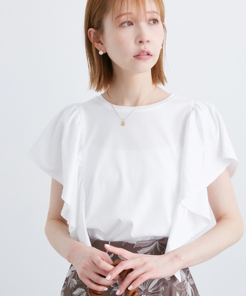 ROPE' PICNIC(ロペピクニック)の「70シルケットフリルトップス(Tシャツ/カットソー・レディース・ホワイト/レッド/ブラック/オフホワイト・38)」の16枚目の写真