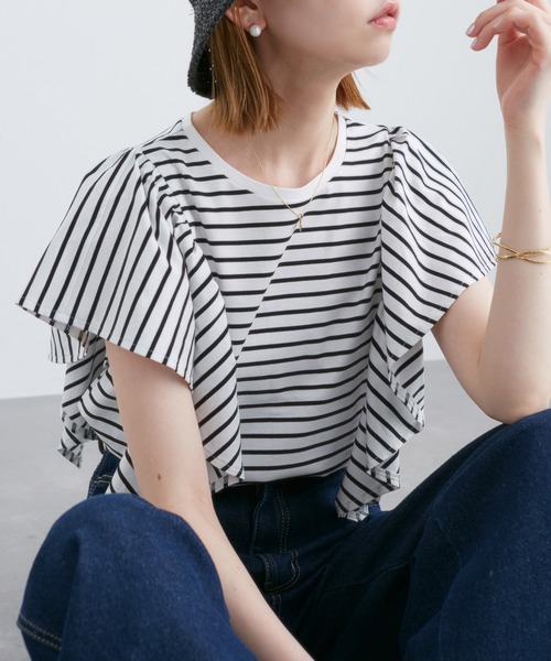 ROPE' PICNIC(ロペピクニック)の「70シルケットフリルトップス(Tシャツ/カットソー・レディース・ホワイト/レッド/ブラック/オフホワイト・38)」の21枚目の写真