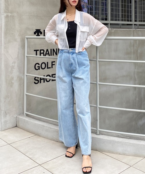 INGNI（イング）の「ラメシアーショートシャツ（シャツ/ブラウス・レディース・アイボリー/ピンク/ライトグレー/ミント/ブラック・M）」の10枚目の写真