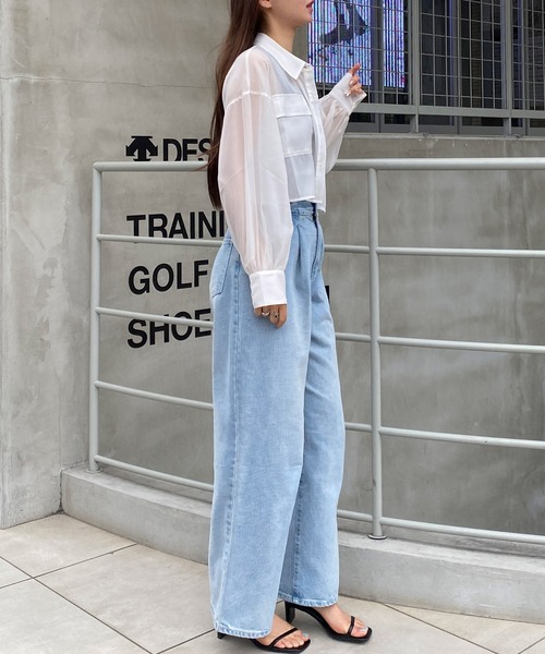 INGNI（イング）の「ラメシアーショートシャツ（シャツ/ブラウス・レディース・アイボリー/ピンク/ライトグレー/ミント/ブラック・M）」の11枚目の写真