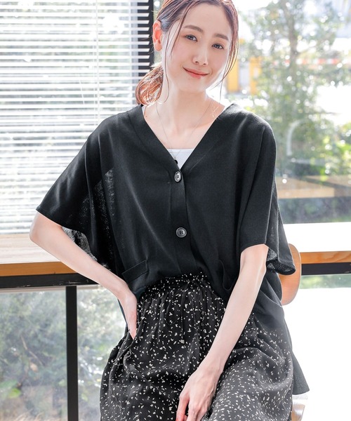 GLOBAL WORK(グローバルワーク)の「スッキレイさらさらカーディガン半袖/992267(カーディガン/ボレロ・レディース・モカ/マスタード/インディゴブルー/ライトグレー/ブラック/ブラウン系8/シルバー系3・MEDIUM/LARGE)」の11枚目の写真