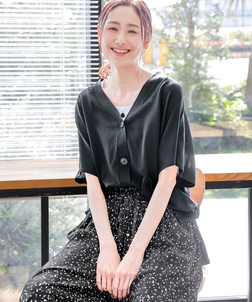 GLOBAL WORK(グローバルワーク)の「スッキレイさらさらカーディガン半袖/992267(カーディガン/ボレロ・レディース・モカ/マスタード/インディゴブルー/ライトグレー/ブラック/ブラウン系8/シルバー系3・MEDIUM/LARGE)」の12枚目の写真