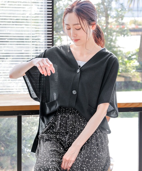 GLOBAL WORK(グローバルワーク)の「スッキレイさらさらカーディガン半袖/992267(カーディガン/ボレロ・レディース・モカ/マスタード/インディゴブルー/ライトグレー/ブラック/ブラウン系8/シルバー系3・MEDIUM/LARGE)」の13枚目の写真