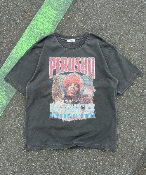 Perushu（ペルーシュ）の「ヴィンテージライクアソートプリントTシャツ（Tシャツ/カットソー・メンズ・ホワイト/ブラック/グレー/ホワイト系その他/ホワイト系その他2/ブラウン/ブラック系その他2/アイボリー/ブラック系その他・MEDIUM/LARGE）」の8枚目の写真