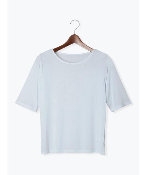 Te chichi TERRASSE(テチチテラス)の「◎シアーハーフスリーブトップス(Tシャツ/カットソー・レディース・ブラック/オフホワイト/グレー・F)」の11枚目の写真