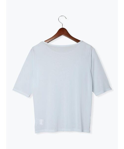 Te chichi TERRASSE(テチチテラス)の「◎シアーハーフスリーブトップス(Tシャツ/カットソー・レディース・ブラック/オフホワイト/グレー・F)」の12枚目の写真