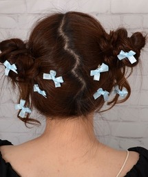 VIBGYOR Women | 【float】ミニリボン ミニヘアクリップ【8個セット/7色展開/イベント/発表会/ヘアアレンジ】(バレッタ/ヘアクリップ)