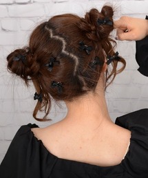 VIBGYOR Women（ヴィブジョー　ウィメン）の「【float】ミニリボン ミニヘアクリップ【8個セット/7色展開/イベント/発表会/ヘアアレンジ】（バレッタ/ヘアクリップ・キッズ）」