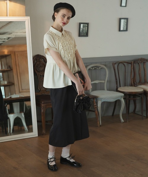 BONLECILL noir(ボンルシールノワール)の「【BONLECILL noir】フレンチスリーブフリルペプラムブラウス(シャツ/ブラウス・レディース・アイボリー/ブラック/ブルーグレー・FREE)」の18枚目の写真