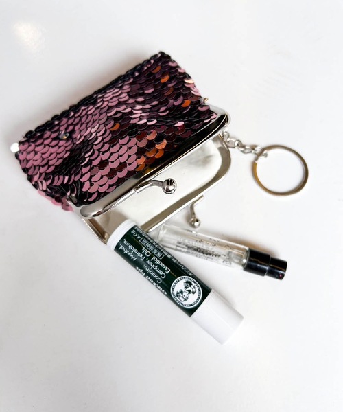 セール】スパンコールがま口ポーチ(キーチェーン付)（キーケース/キー