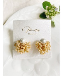 【Hi-na】【Beads Works】ボリュームビーズ×コットンパール イヤリング(MA)