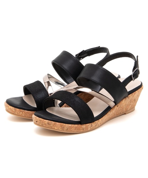 JELLY BEANS（ジェリービーンズ）の「トリプルベルトバックバンドウエッジサンダル(210-40396)JELLY BEANS(ジェリービーンズ)（サンダル・レディース・ブラック/ブルー/アイボリー・S/M/L）」の5枚目の写真