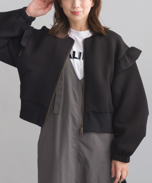 PICCIN（ピッチン）の「ショルダーフリルブルゾン（ブルゾン・レディース・ブラック/ベージュ・M）」の3枚目の写真