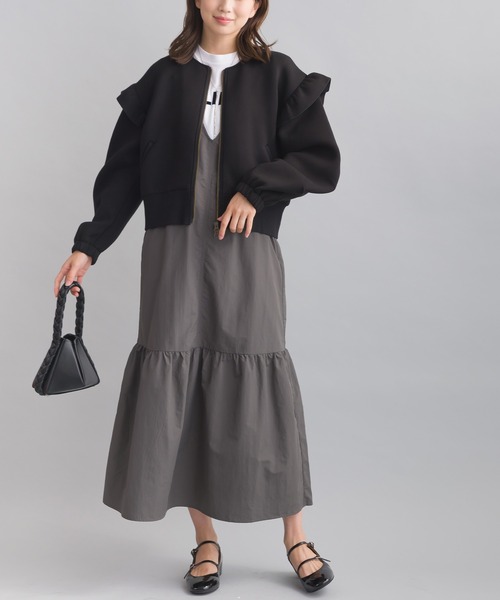 PICCIN（ピッチン）の「ショルダーフリルブルゾン（ブルゾン・レディース・ブラック/ベージュ・M）」の7枚目の写真