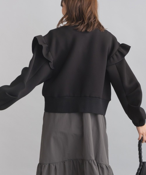 PICCIN（ピッチン）の「ショルダーフリルブルゾン（ブルゾン・レディース・ブラック/ベージュ・M）」の5枚目の写真