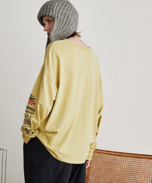 Auntie Rosa Holiday(アンティローザホリデー)の「サムホール付きレーシングロゴロンTEE(Tシャツ/カットソー・レディース・チャコールグレー/オフホワイト/イエロー・FREE)」の11枚目の写真