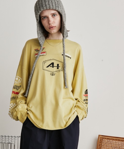 Auntie Rosa Holiday(アンティローザホリデー)の「サムホール付きレーシングロゴロンTEE(Tシャツ/カットソー・レディース・チャコールグレー/オフホワイト/イエロー・FREE)」の9枚目の写真