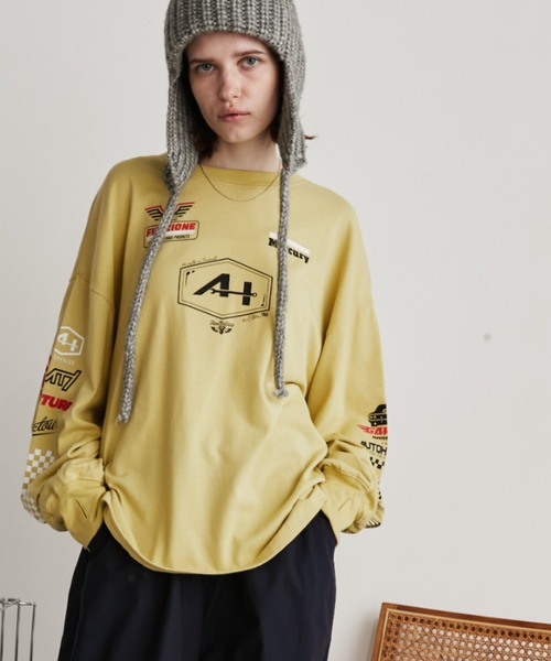 Auntie Rosa Holiday(アンティローザホリデー)の「サムホール付きレーシングロゴロンTEE(Tシャツ/カットソー・レディース・チャコールグレー/オフホワイト/イエロー・FREE)」の8枚目の写真