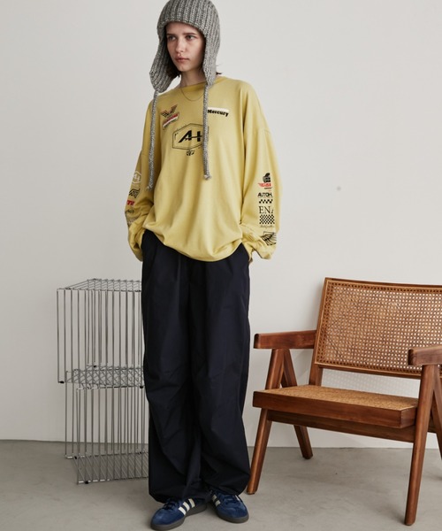 Auntie Rosa Holiday(アンティローザホリデー)の「サムホール付きレーシングロゴロンTEE(Tシャツ/カットソー・レディース・チャコールグレー/オフホワイト/イエロー・FREE)」の12枚目の写真