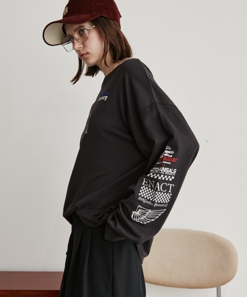 Auntie Rosa Holiday(アンティローザホリデー)の「サムホール付きレーシングロゴロンTEE(Tシャツ/カットソー・レディース・チャコールグレー/オフホワイト/イエロー・FREE)」の21枚目の写真