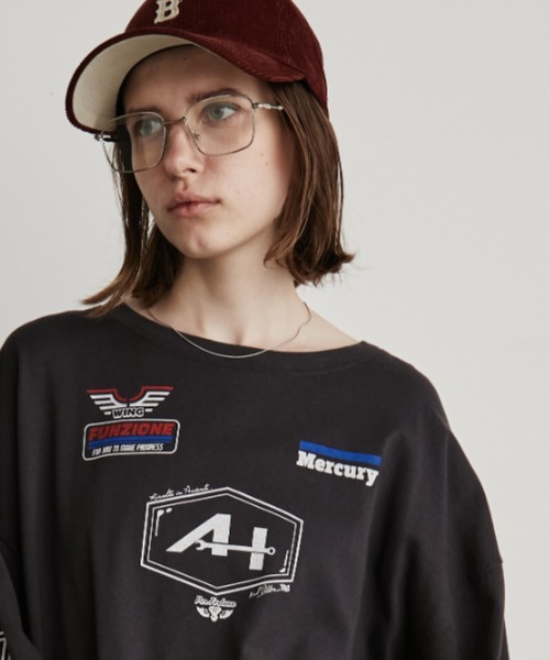 Auntie Rosa Holiday(アンティローザホリデー)の「サムホール付きレーシングロゴロンTEE(Tシャツ/カットソー・レディース・チャコールグレー/オフホワイト/イエロー・FREE)」の6枚目の写真