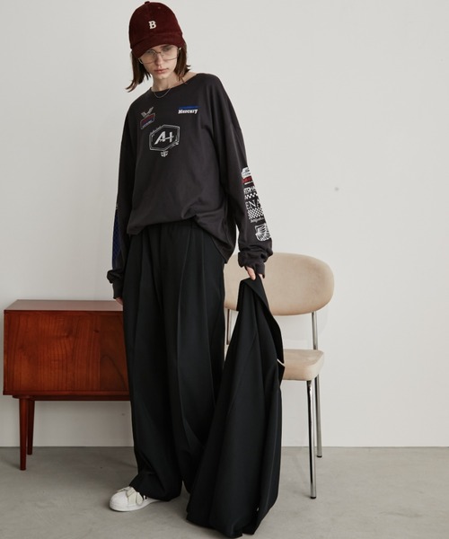 Auntie Rosa Holiday(アンティローザホリデー)の「サムホール付きレーシングロゴロンTEE(Tシャツ/カットソー・レディース・チャコールグレー/オフホワイト/イエロー・FREE)」の17枚目の写真